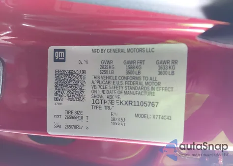 2024 GMC Canyon 4Wd Elevation из США, поврежденный, VIN 1GTP6BEKXR1105767